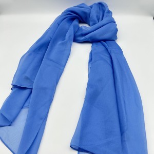 Sky blue thin large silk scarf